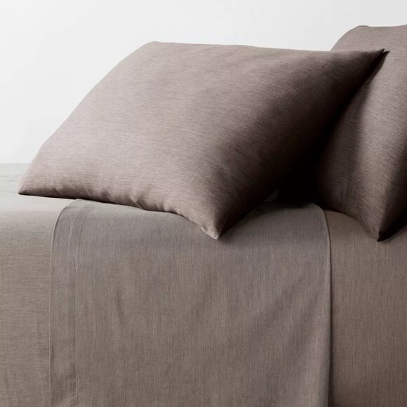 Queen Cotton Blend Sateen Sheet Set Heather Gray - Room Essentials
